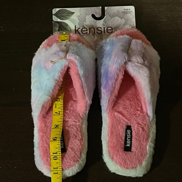Kensie Cotton Candy Memory Foam Slippers Blue Pink Women's 9 - Picture 1 of 5